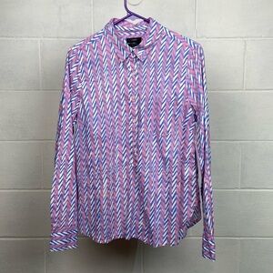 J. Crew‎ Re-imagined Women's Classic Popover Long Sleeve Blouse Medium Blue/Pink